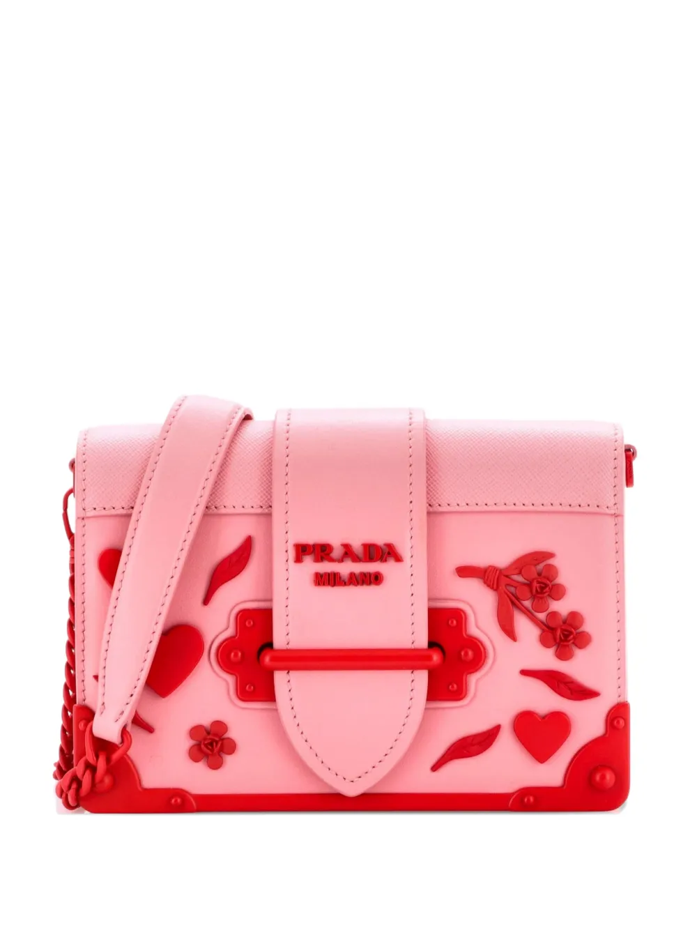 Prada Pre-Owned Cahier Embellished Leather Small crossbody bag - Rosa