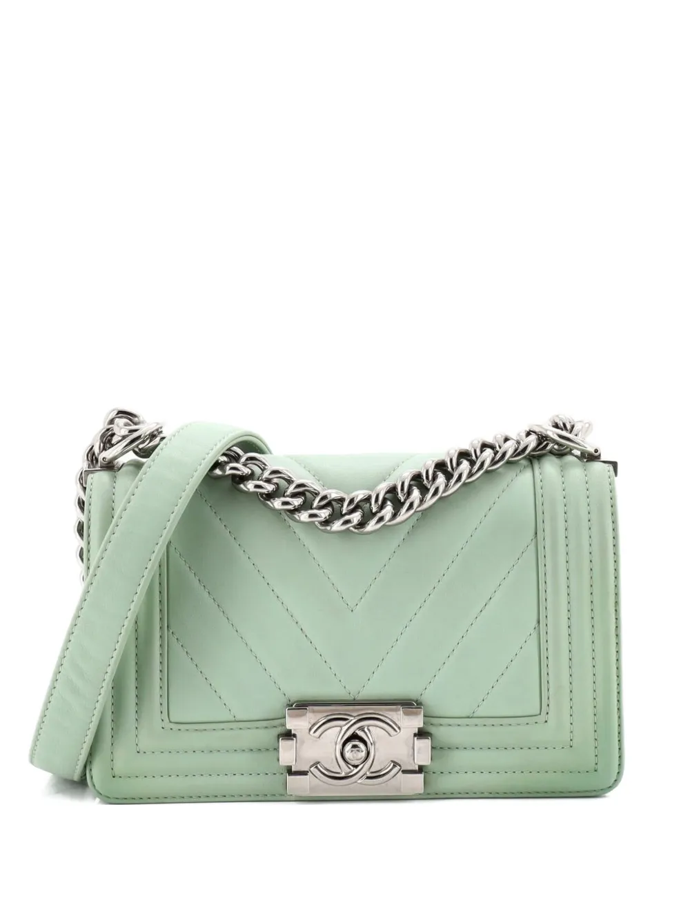 CHANEL Pre-Owned Boy Flap Bag Chevron Calfskin Small crossbody bag - Verde