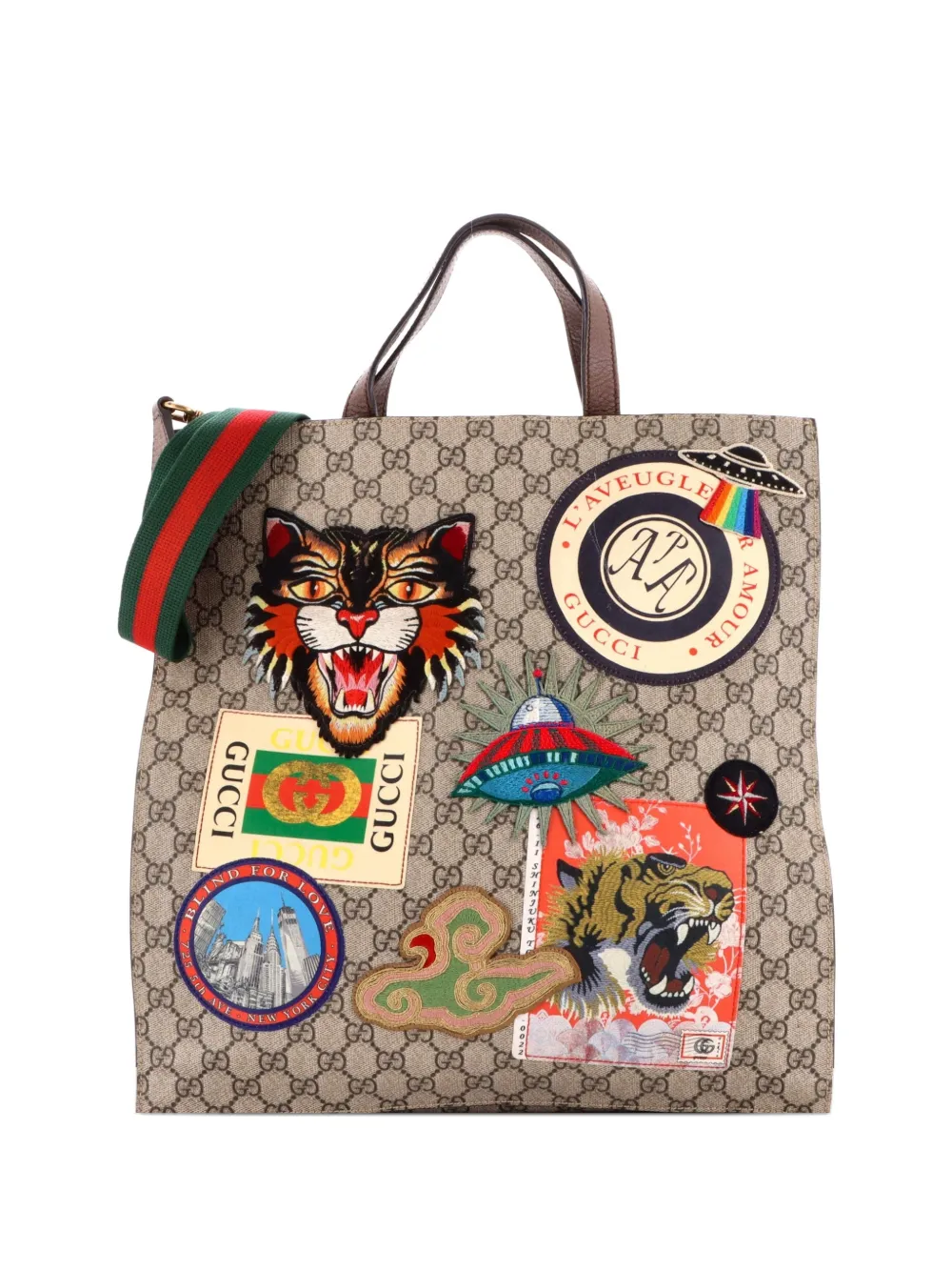 Gucci Pre-Owned Courrier Convertible Soft Open GG Coated Canvas with Applique North South tote bag - Marrone