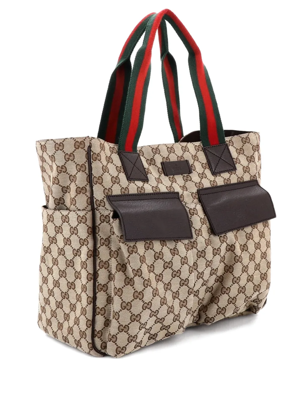 Gucci Pre-Owned Double Pocket Web Handle GG Canvas Medium tote bag - Marrone