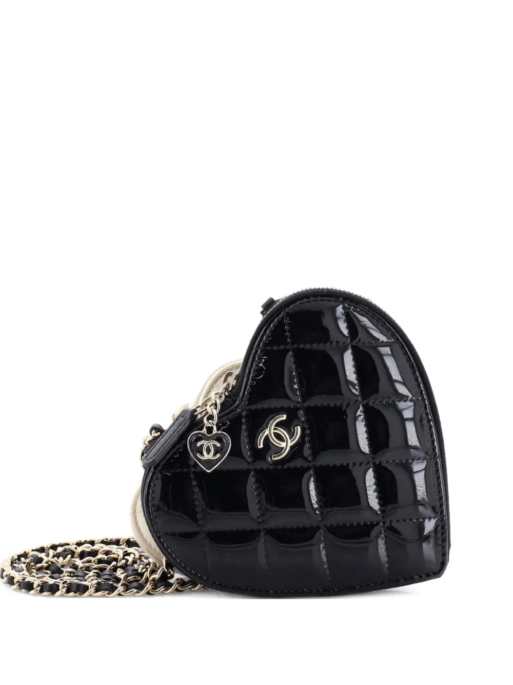 CHANEL Pre-Owned Double Heart Clutch with Chain Quilted Patent crossbody bag - Nero