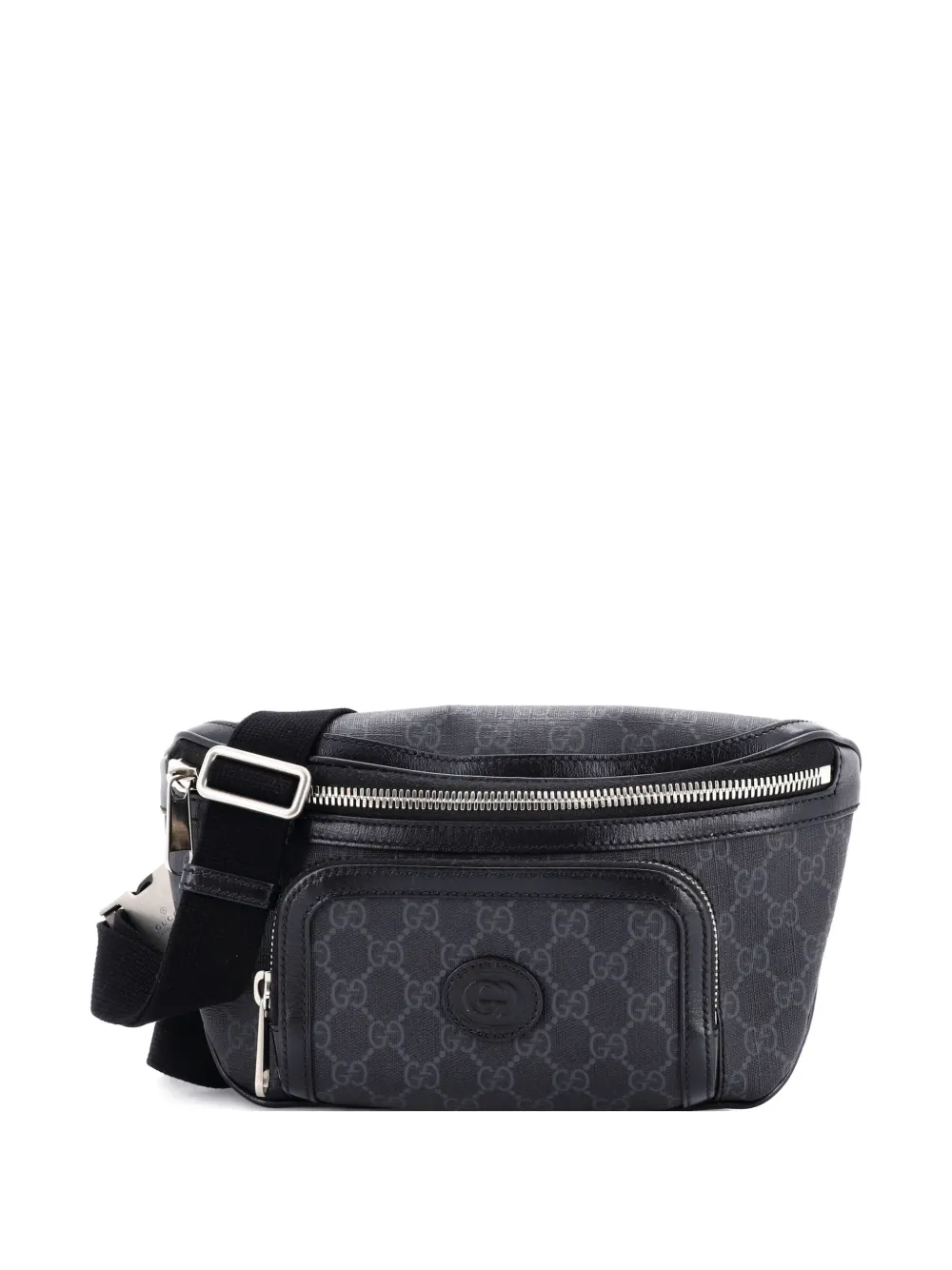 Gucci Pre-Owned Interlocking G Patch GG Coated Canvas Large belt bag - Nero