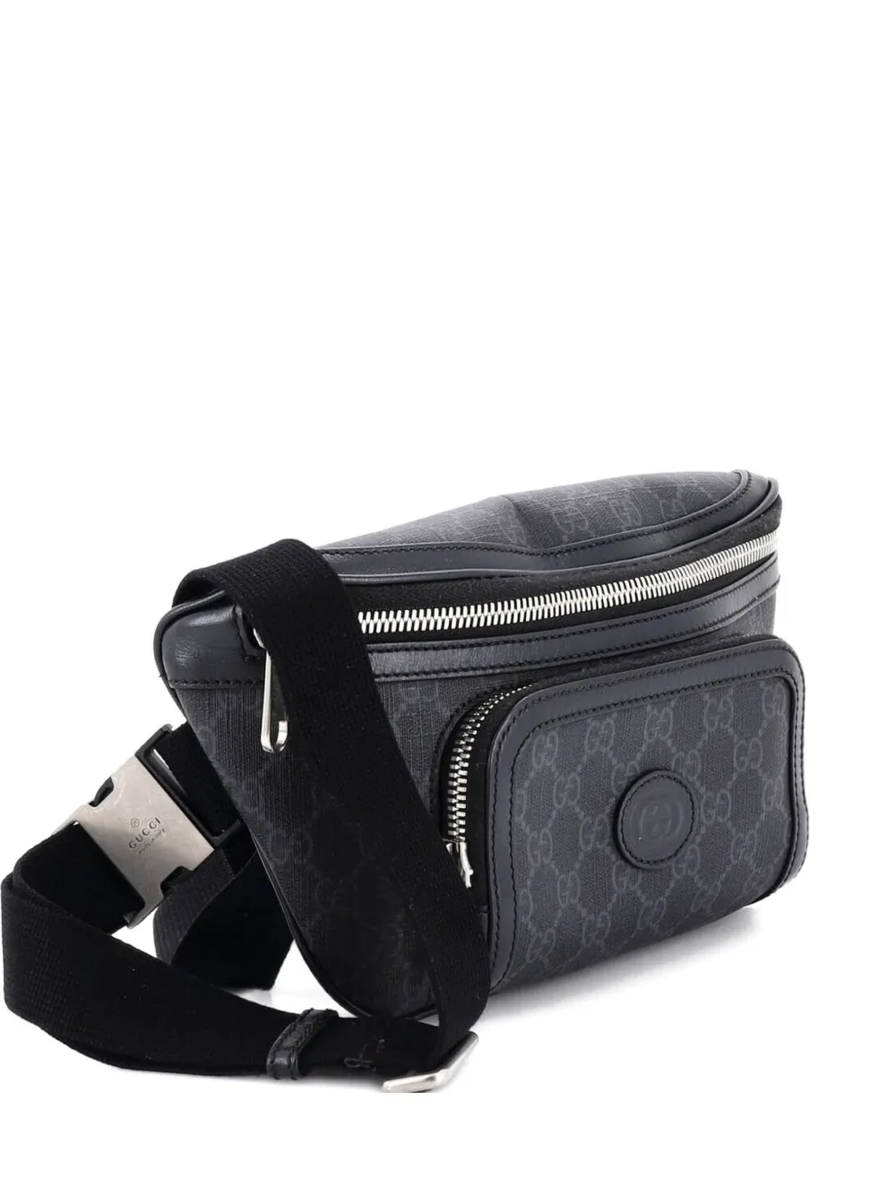 Gucci Pre-Owned Interlocking G Patch GG Coated Canvas Large belt bag - Nero