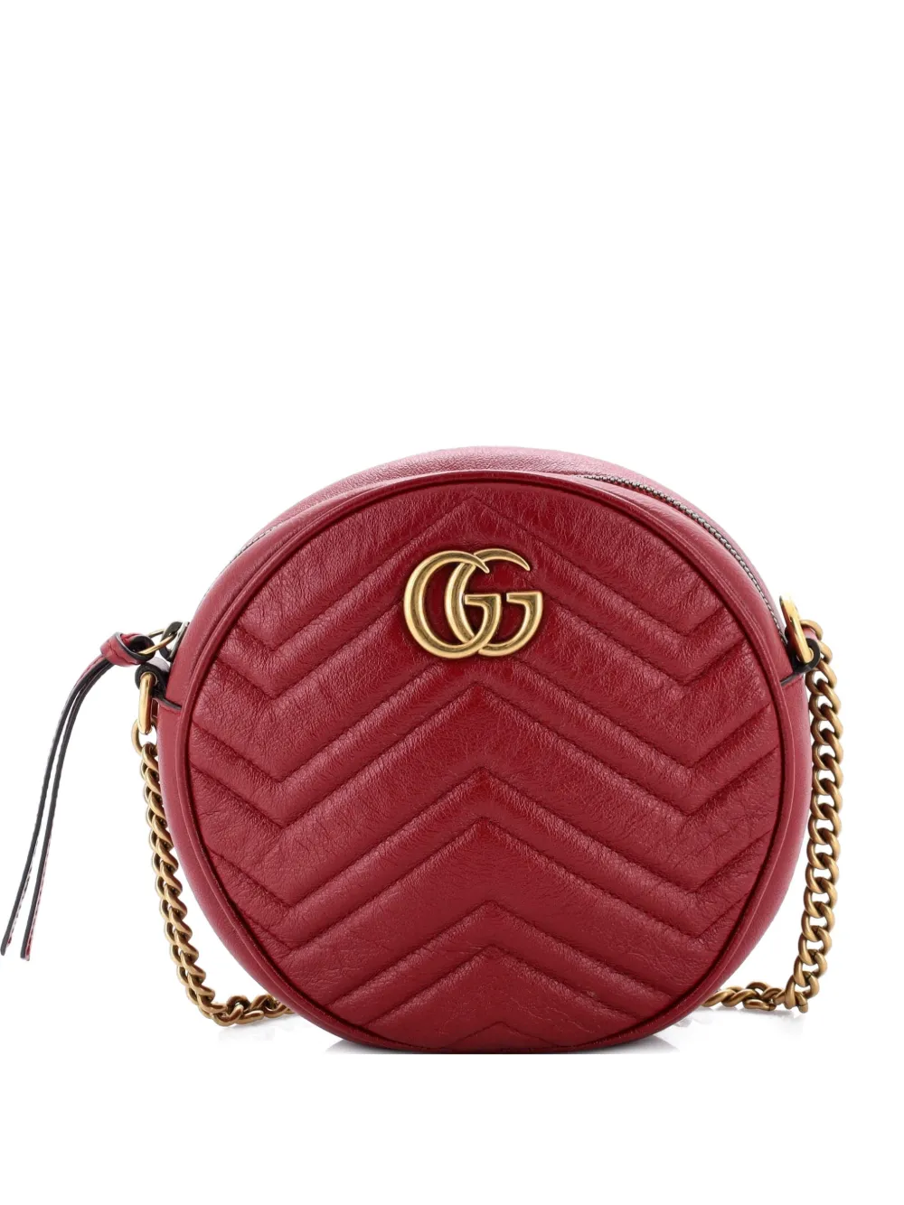 Gucci Pre-Owned GG Marmont Round Shoulder Bag Matelasse Leather Mini crossbody bag - Rosso