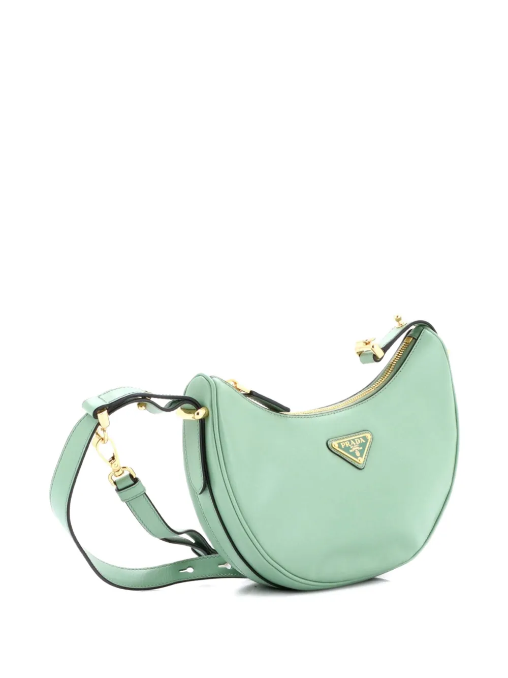  Prada Pre-owned Arque Half Moon Leather Small Hobo Bag - Green 