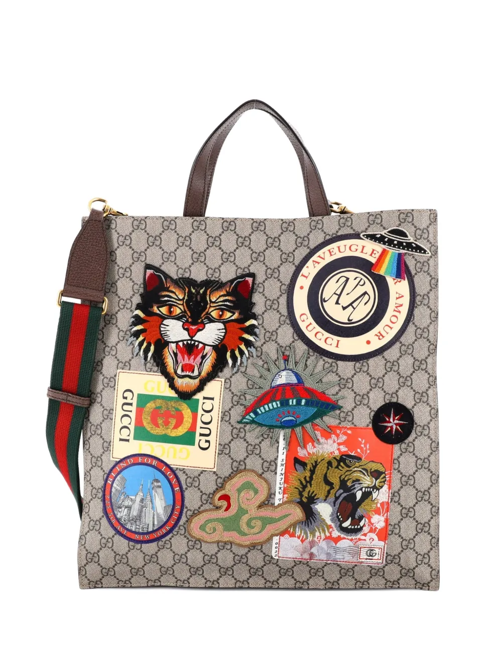 Gucci Pre-Owned Courrier Convertible Soft Open GG Coated Canvas with Applique North South tote bag - Marrone
