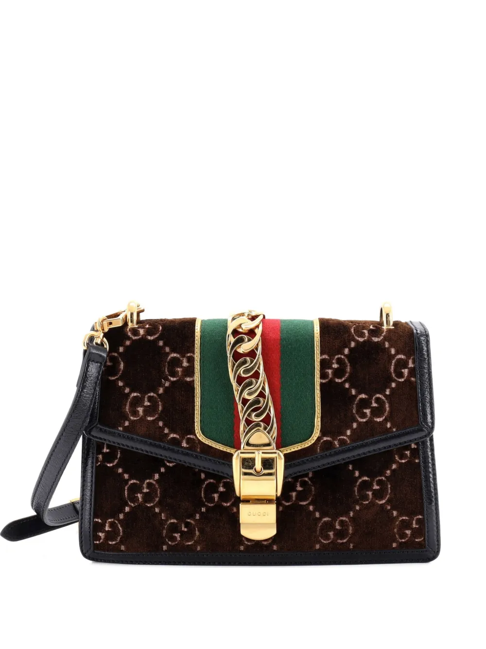 Gucci Pre-Owned Sylvie Shoulder Bag GG Velvet Small crossbody bag - Marrone