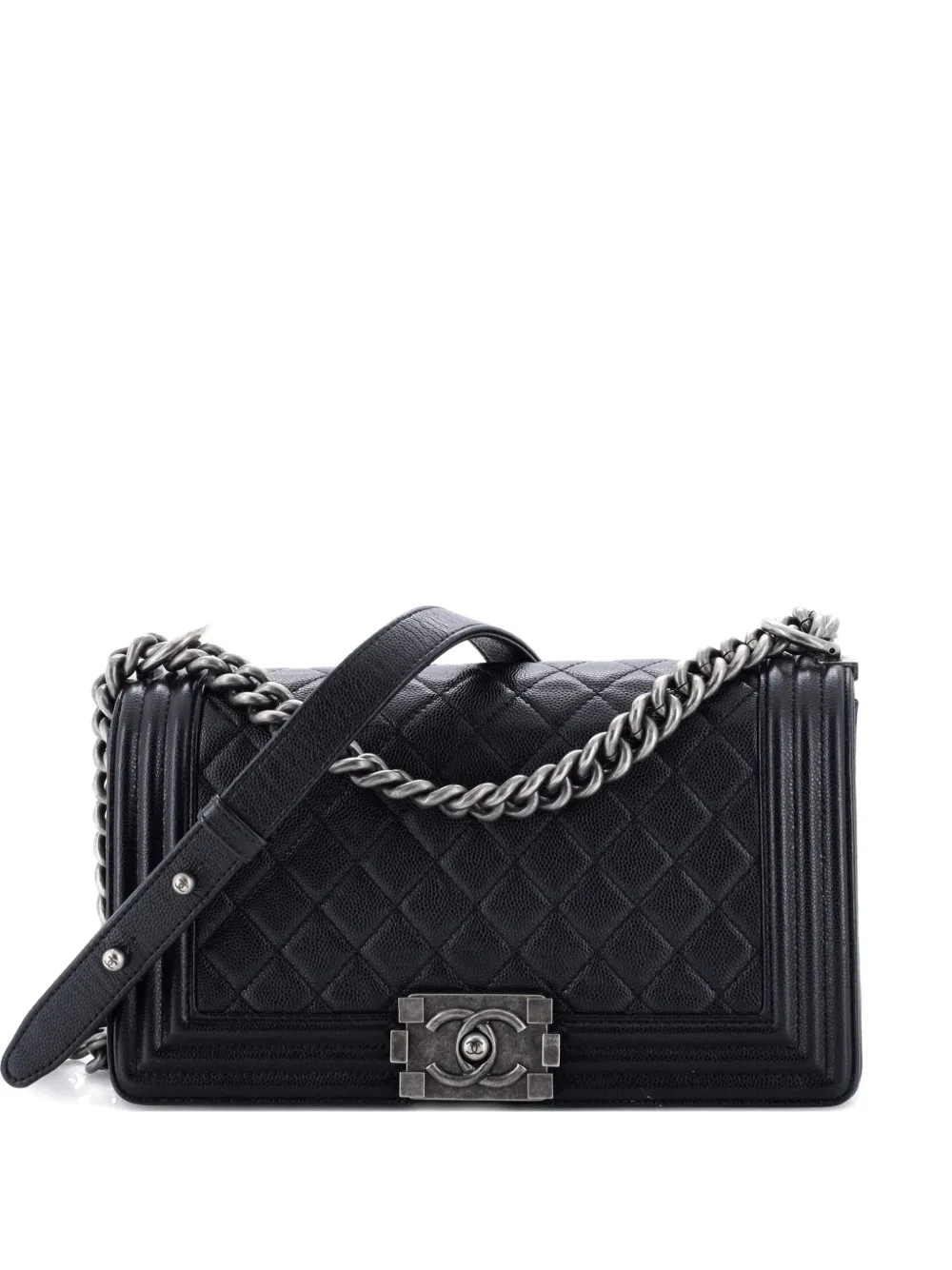 CHANEL Pre-Owned Boy Flap Bag Quilted Caviar Old Medium crossbody bag - Nero