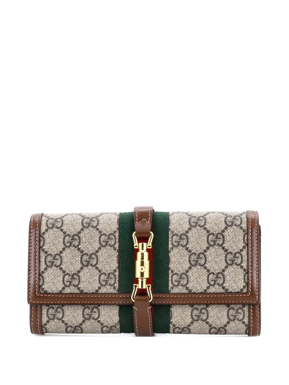 Gucci Pre-Owned Jackie 1961 Continental Chain Wallet GG Coated Canvas shoulder bag - Marrone