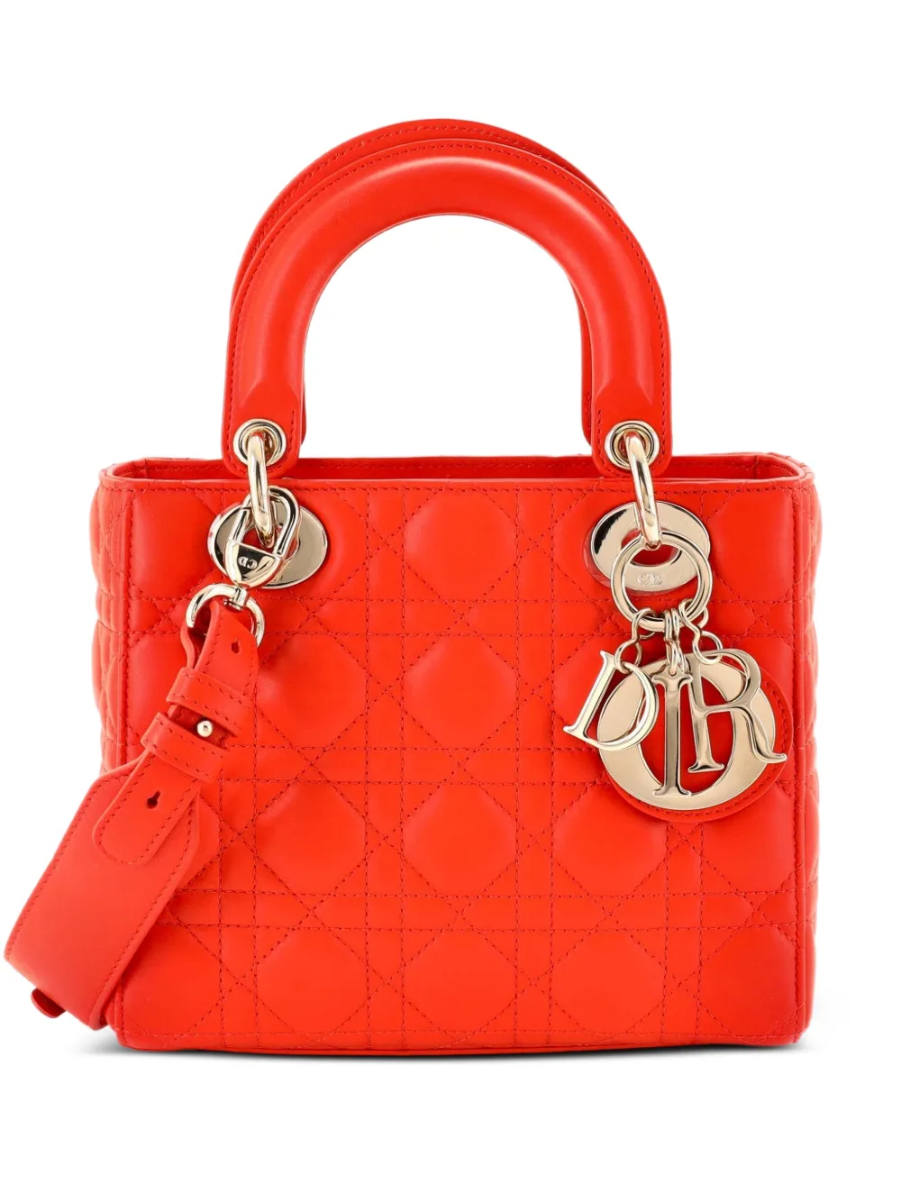 Christian Dior Pre-Owned My ABCDior Lady Dior Bag Cannage Quilt Lambskin crossbody bag - Orange