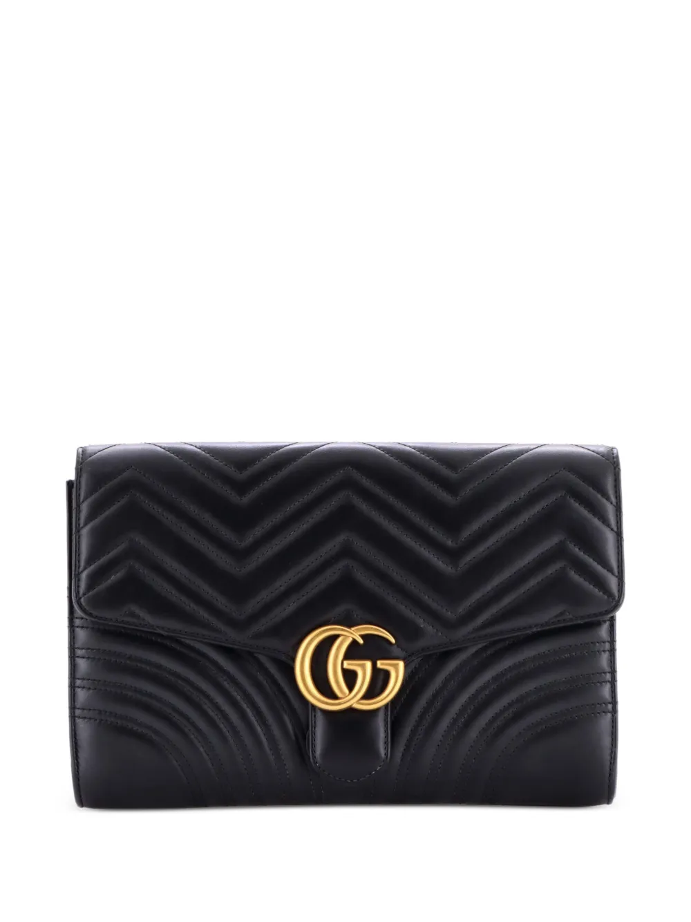 Gucci Pre-Owned GG Marmont Flap Matelasse Leather clutch bag - Nero
