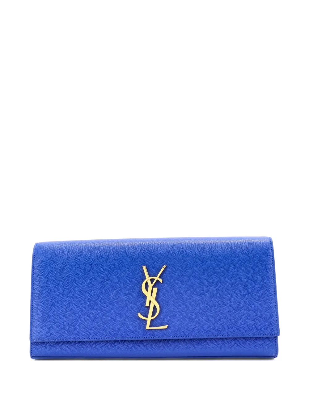 Saint Laurent Pre-Owned Classic Monogram Metallic Calfskin Long clutch bag - Blu