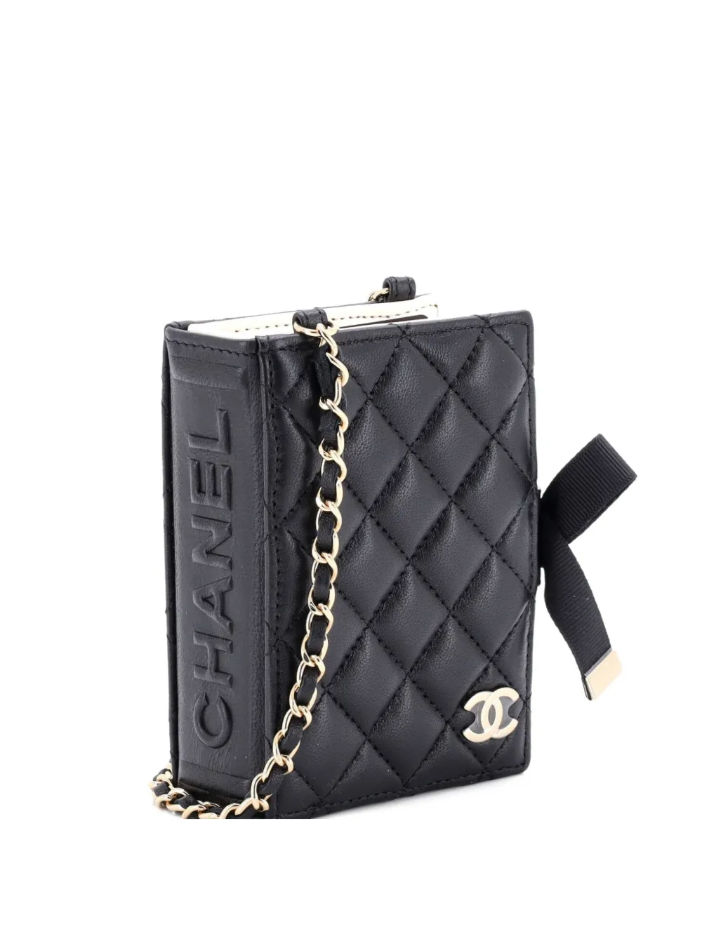 CHANEL Pre-Owned CC Book Card Holder with Chain Quilted Lambskin crossbody bag - Nero