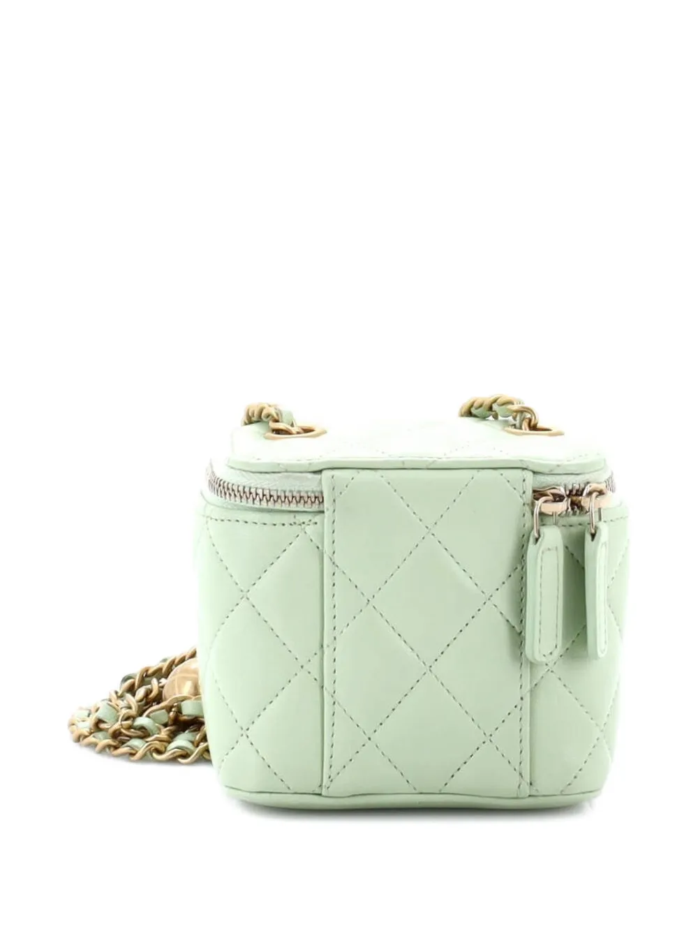 CHANEL Pre-Owned Pearl Crush Vanity Case with Chain Quilted Lambskin Mini clutch bag - Verde
