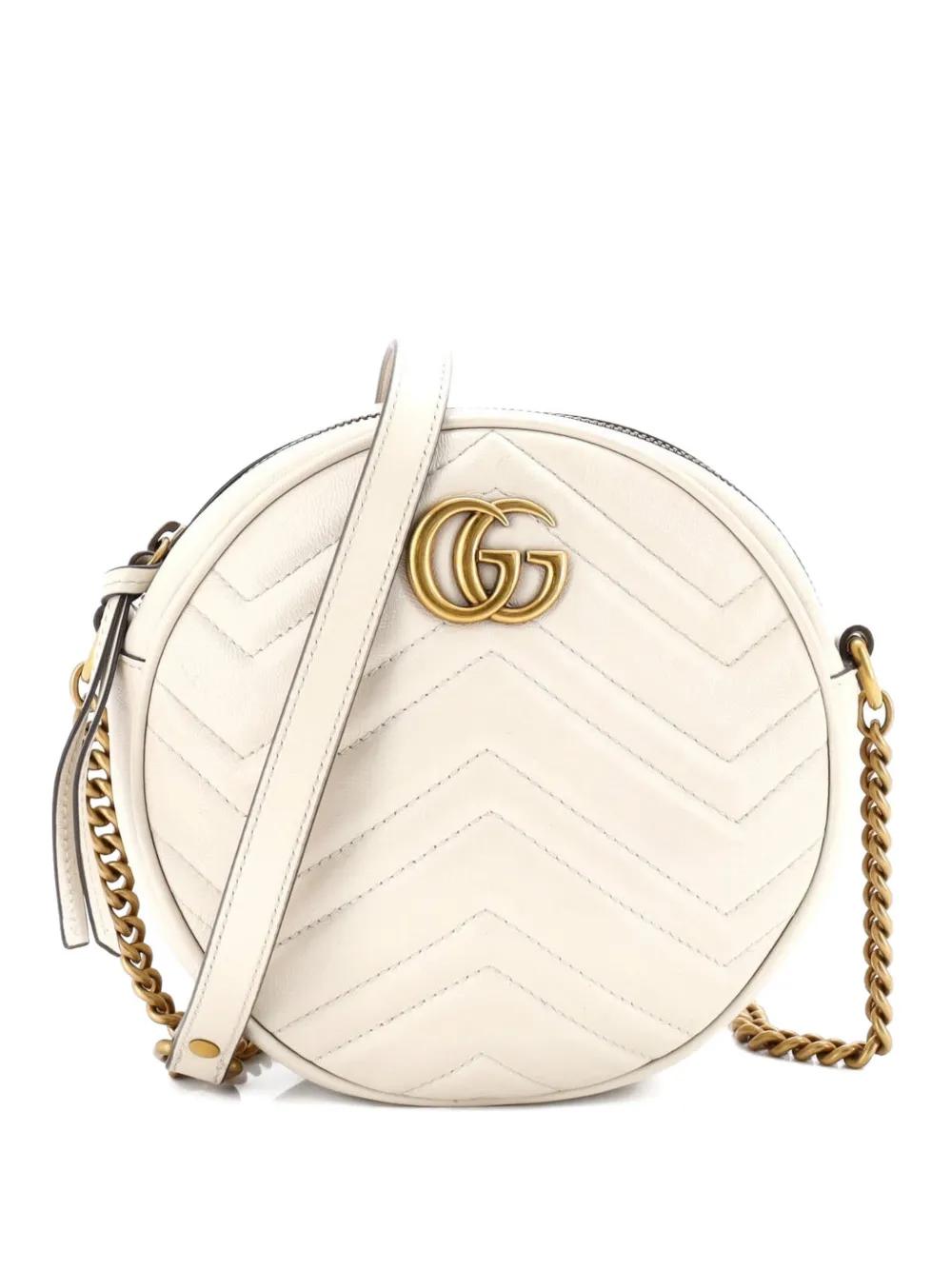 Gucci Pre-Owned GG Marmont Round Shoulder Bag Matelasse Leather Mini crossbody bag - Bianco