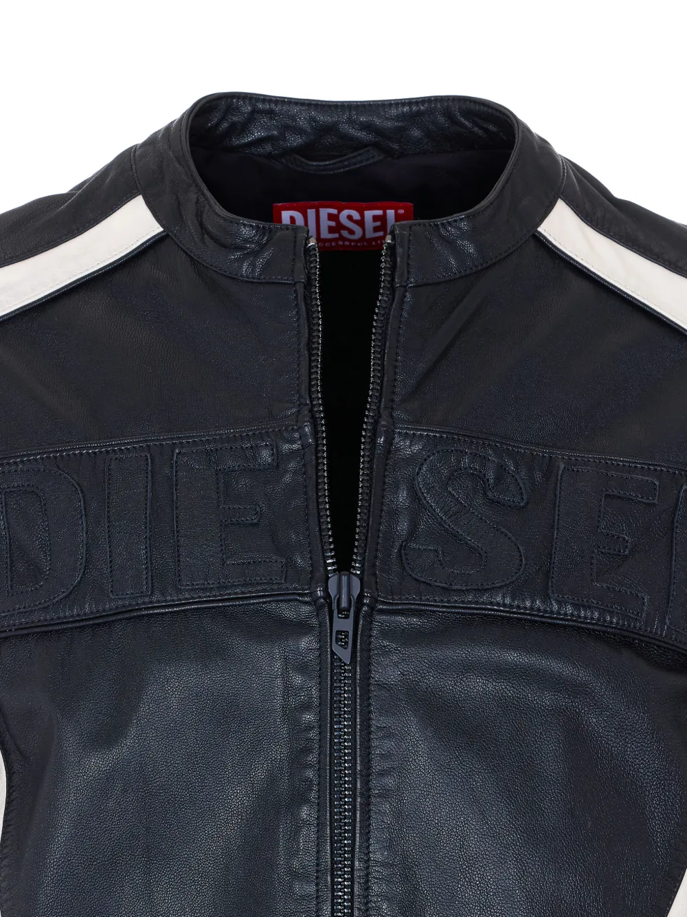 Diesel L-Adam jack met rits en logo-reliëf Zwart