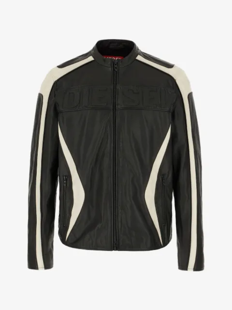 Diesel colour-block leather biker jacket