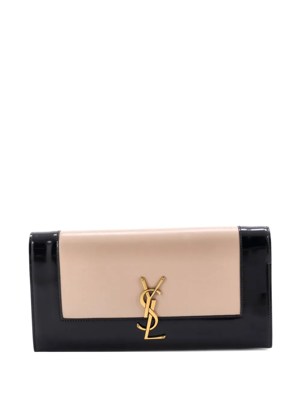 Saint Laurent Pre-Owned Bicolor Monogram Leather and Patent clutch bag - Nero