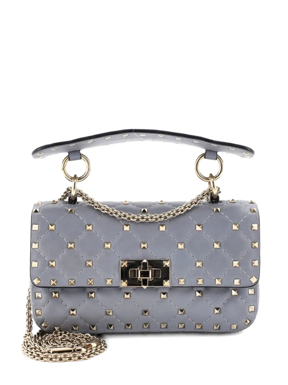 Valentino Garavani Pre-Owned Rockstud Spike Flap Bag Quilted Leather Small crossbody bag - Blu