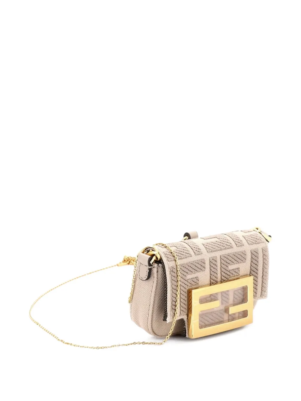 Chain Baguette Charm Bag Zucca Canvas Nano Crossbody Bag