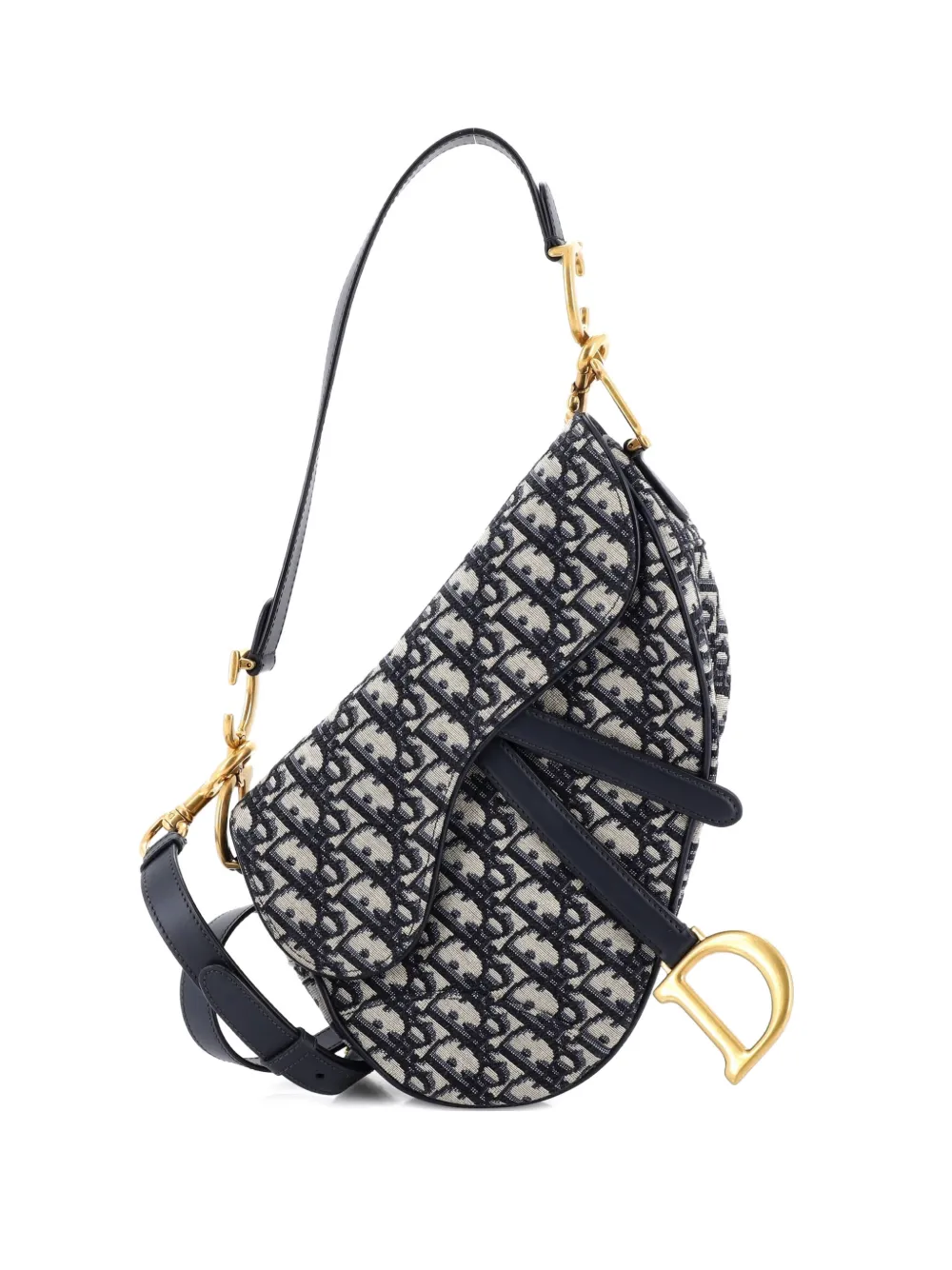 Christian Dior Pre-Owned Saddle Handbag with Strap Oblique Canvas Medium shoulder bag - Blu