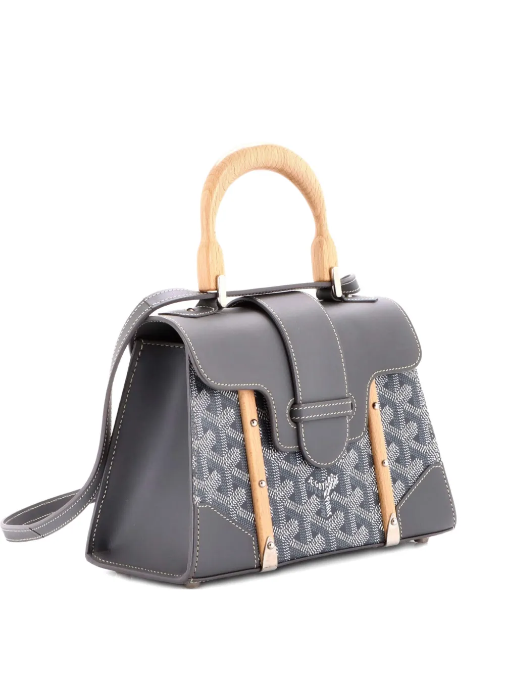 Goyard Pre-Owned Structured Saigon Top Handle Bag Coated Canvas with Leather Mini satchel - Grigio