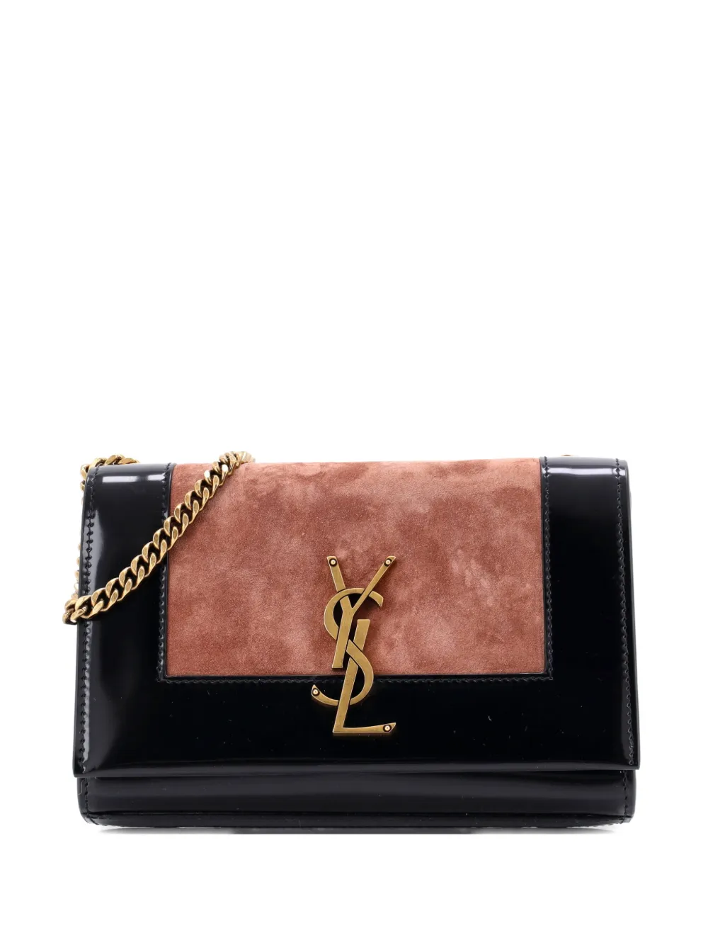 Saint Laurent Pre-Owned Classic Monogram Patent and Suede Small crossbody bag - Nero