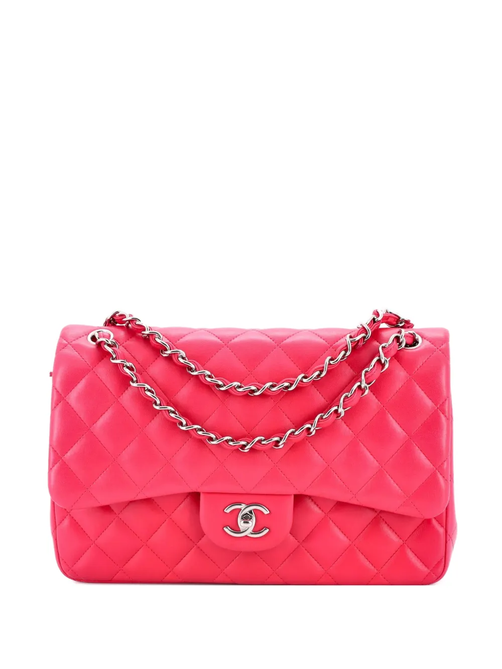 CHANEL Pre-Owned Classic Double Flap Bag Quilted Lambskin Jumbo shoulder bag - Rosa