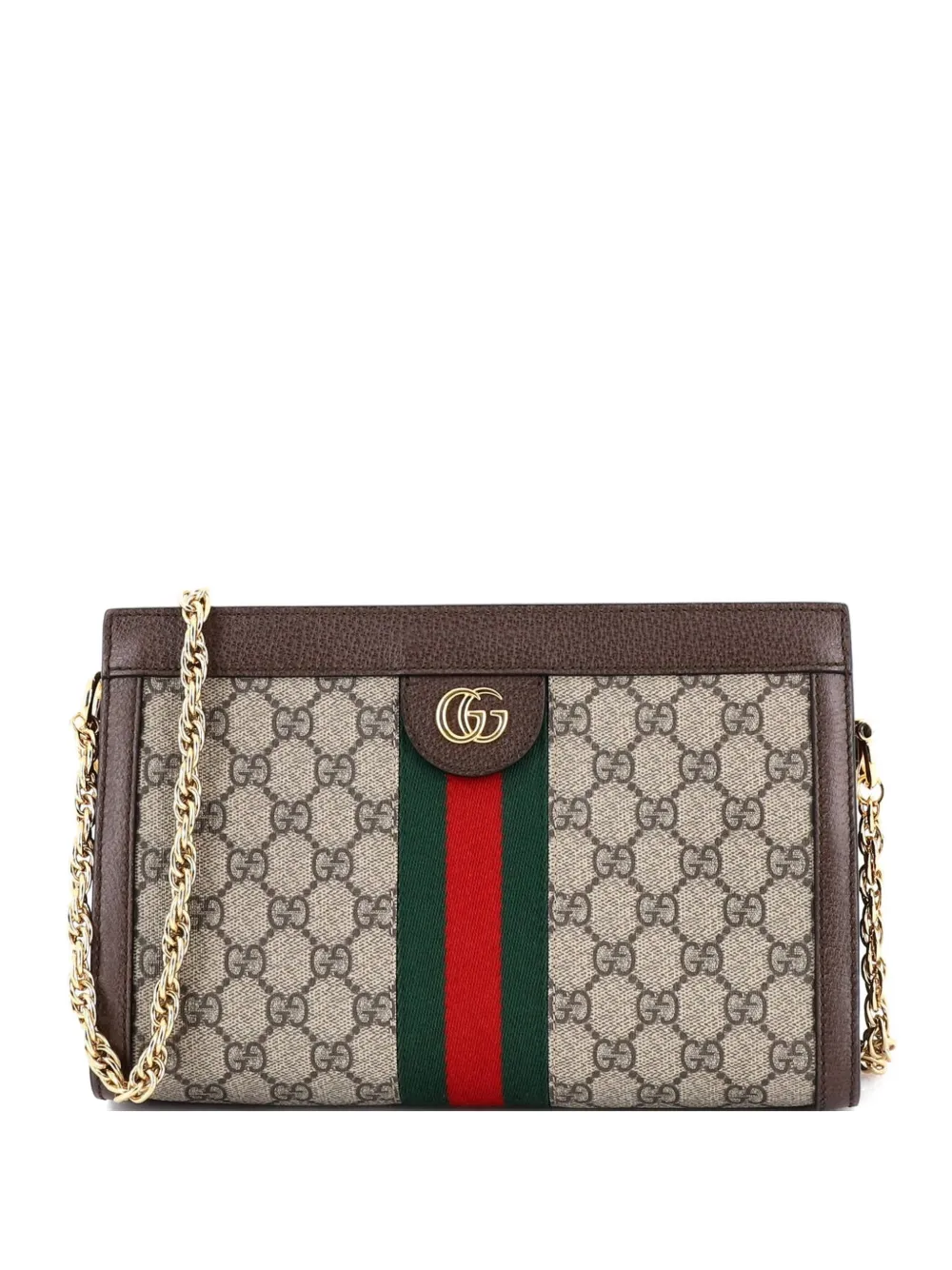 Gucci Pre-Owned Ophidia Chain Shoulder Bag GG Coated Canvas Small crossbody bag - Marrone
