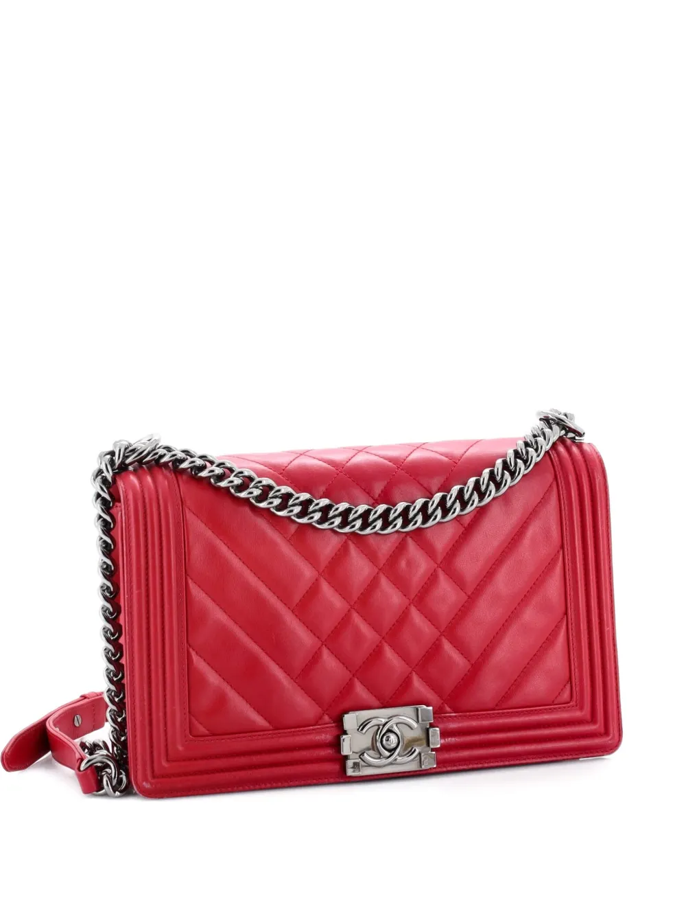 CHANEL Pre-Owned Boy Flap Bag Mixed Quilted Chevron Calfskin Old Medium shoulder bag - Rosso