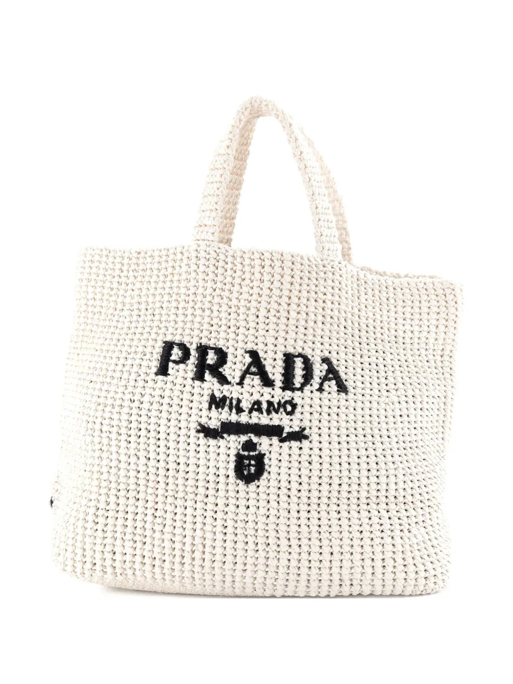 Prada Pre-Owned Logo Raffia Large tote bag - Bianco