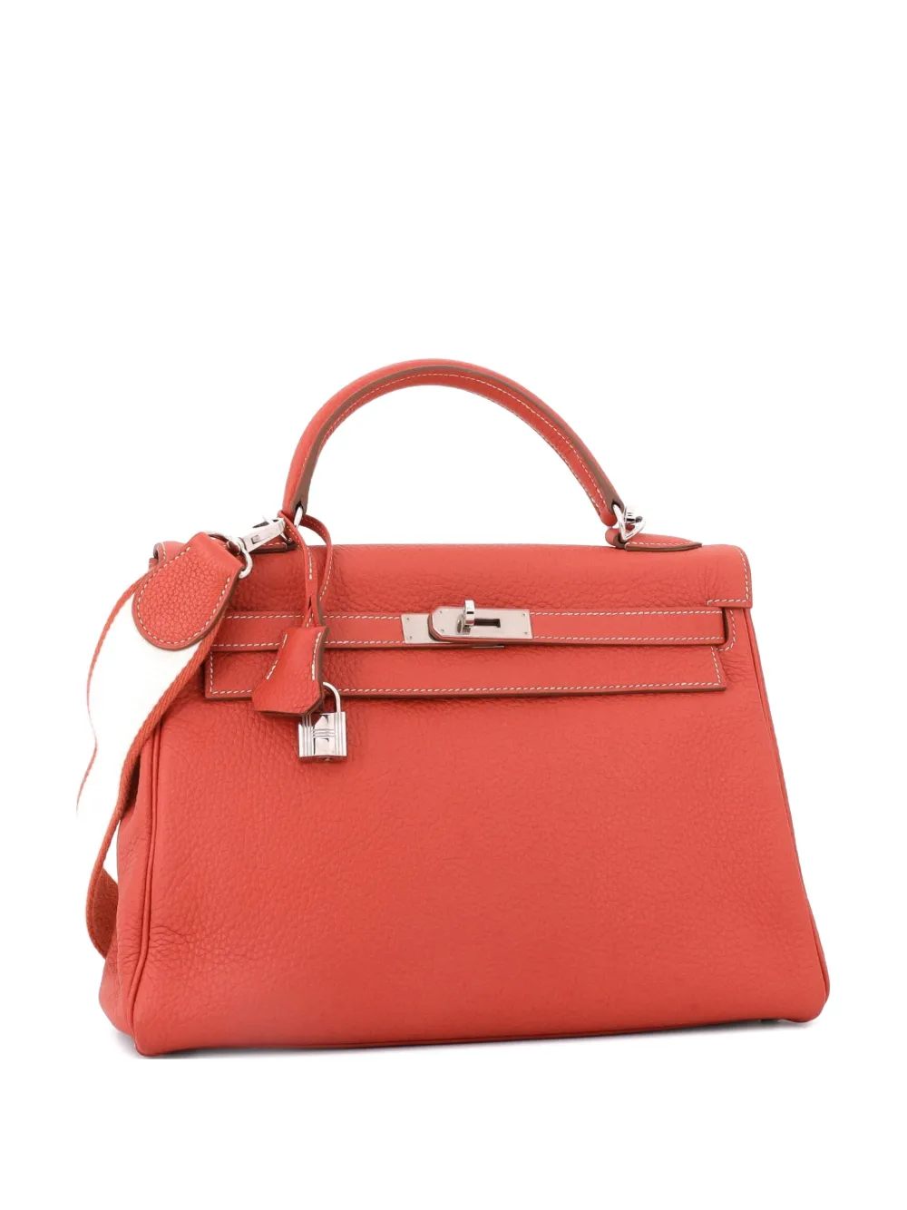 Hermès Pre-Owned Kelly Amazone Handbag Orange Clemence with Palladium Hardware 32 satchel - Arancione