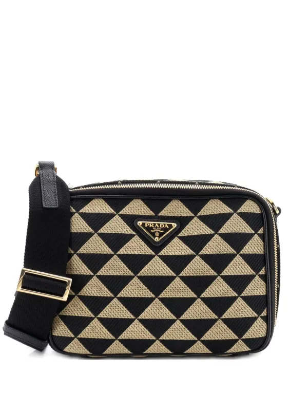 Prada Pre-Owned Symbole Zip Around Shoulder Bag Jacquard Crossbody