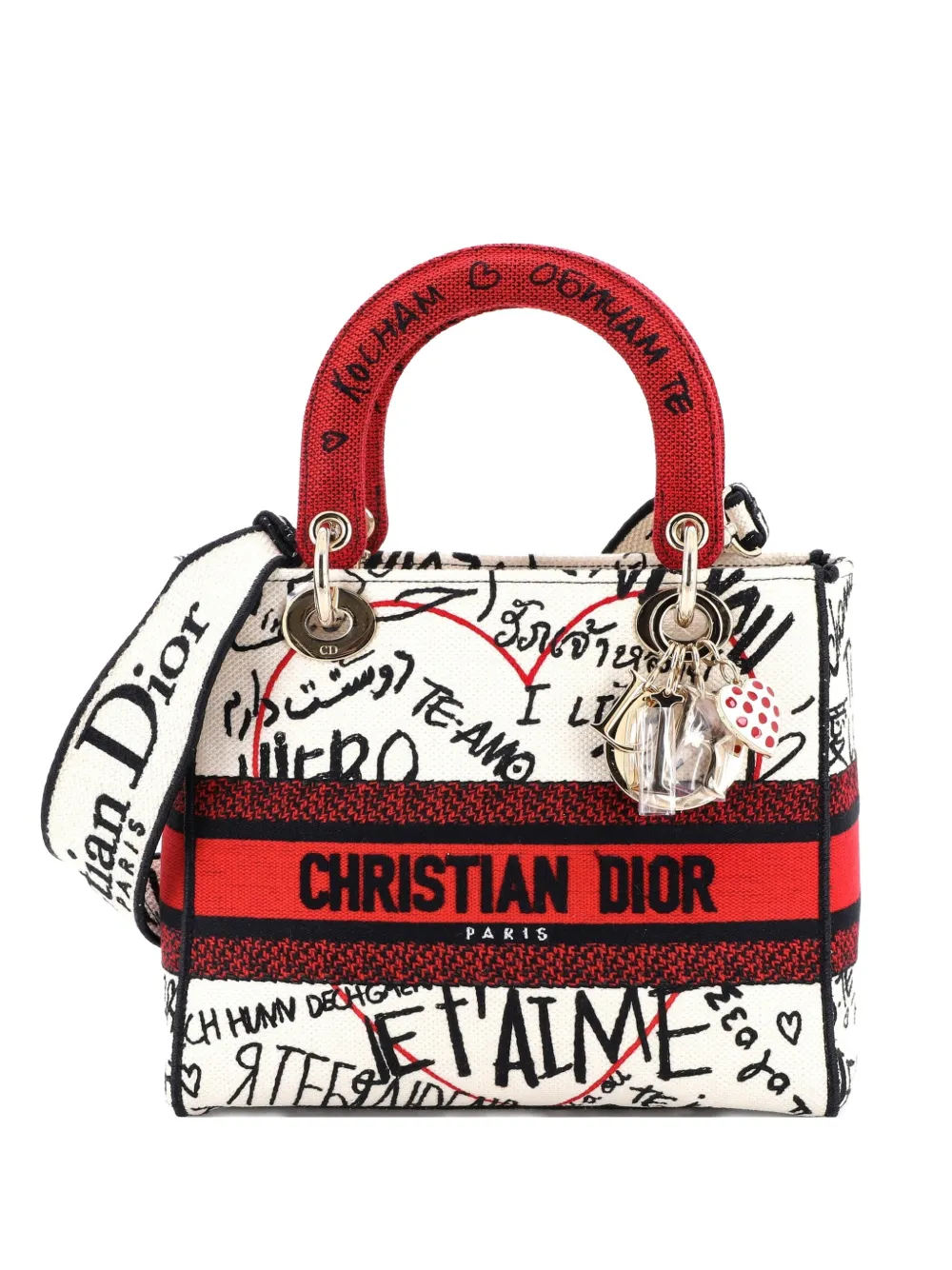 Christian Dior Pre-Owned Lady D-Lite Bag Embroidered Canvas Medium satchel - Toni neutri