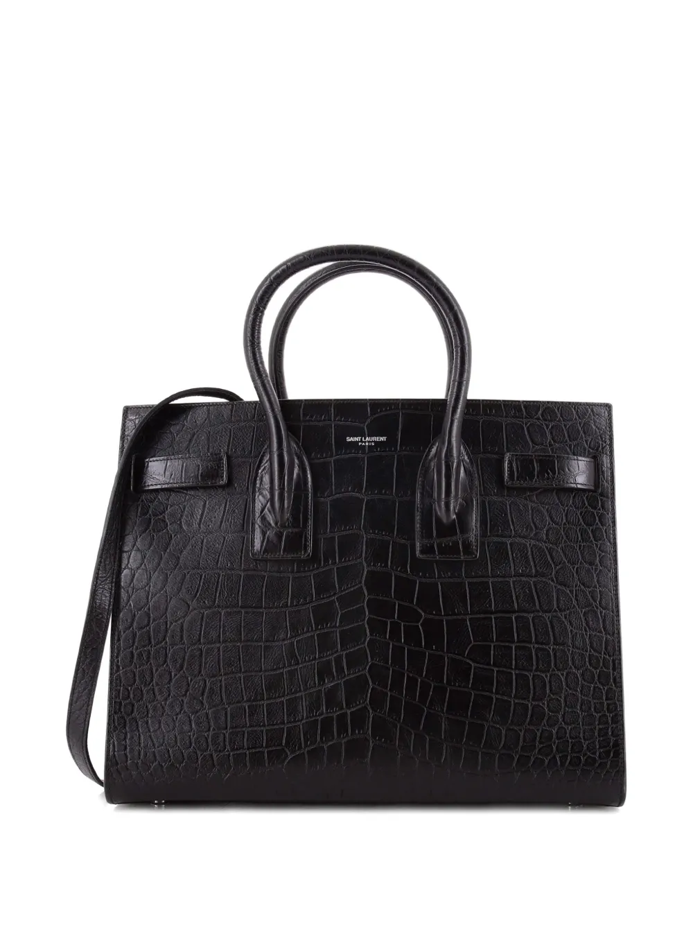 Saint Laurent Pre-Owned Sac de Jour NM Bag Crocodile Embossed Leather Small satchel - Nero