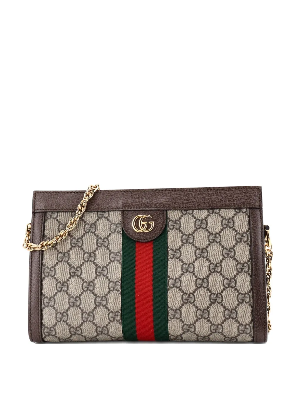 Gucci Pre-Owned Ophidia Chain Shoulder Bag GG Coated Canvas Small crossbody bag - Marrone