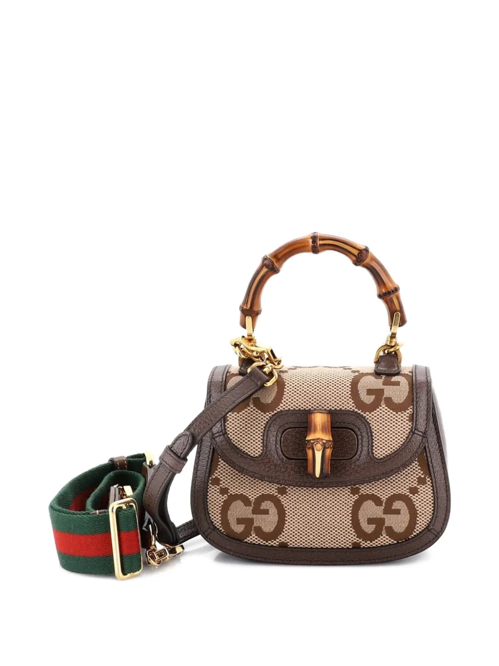 Gucci Pre-Owned バンブー1947 トップハンドル ジャンボ GGキャンバス