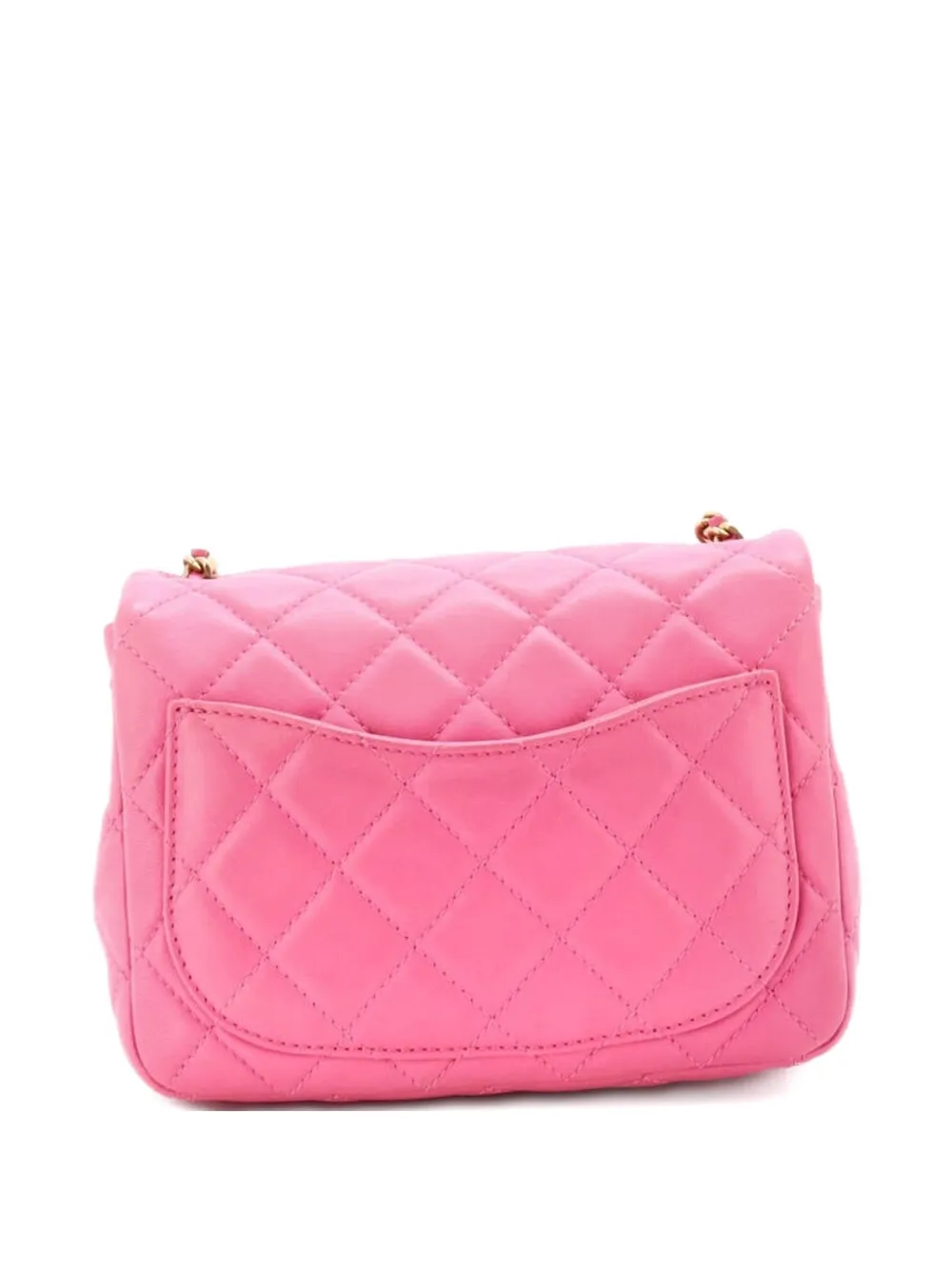 CHANEL Pre-Owned Pearl Crush Square Flap Bag Quilted Lambskin Mini crossbody bag - Rosa