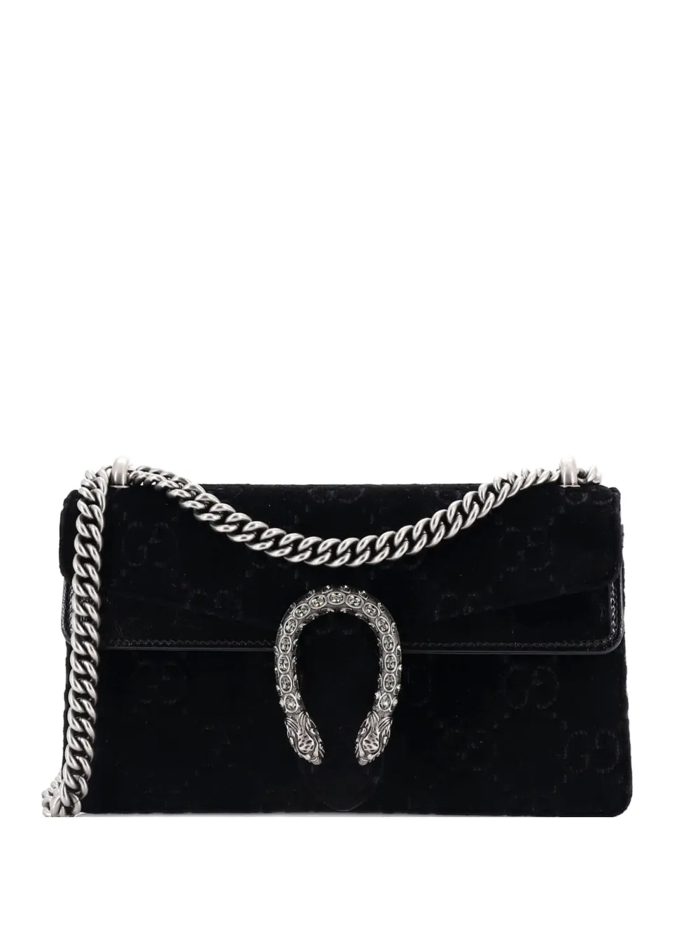 Gucci Pre-Owned Dionysus Bag GG Velvet with Crystal Embellished Metal Small crossbody bag - Nero