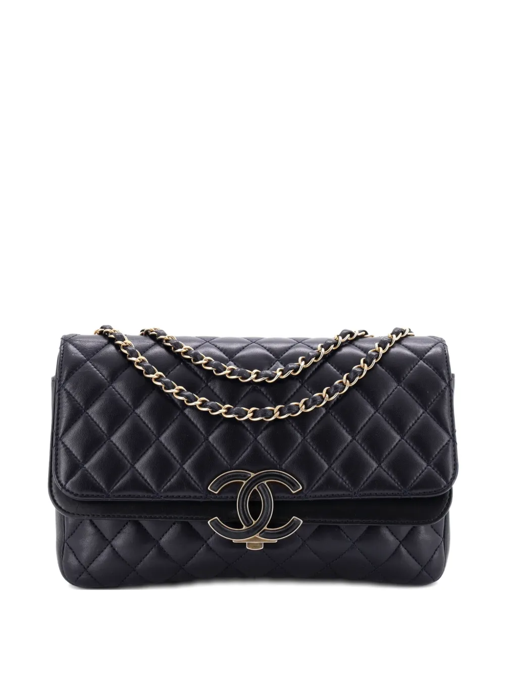 CHANEL Pre-Owned CC Chic Double Flap Bag Quilted Lambskin Medium crossbody bag - Blu