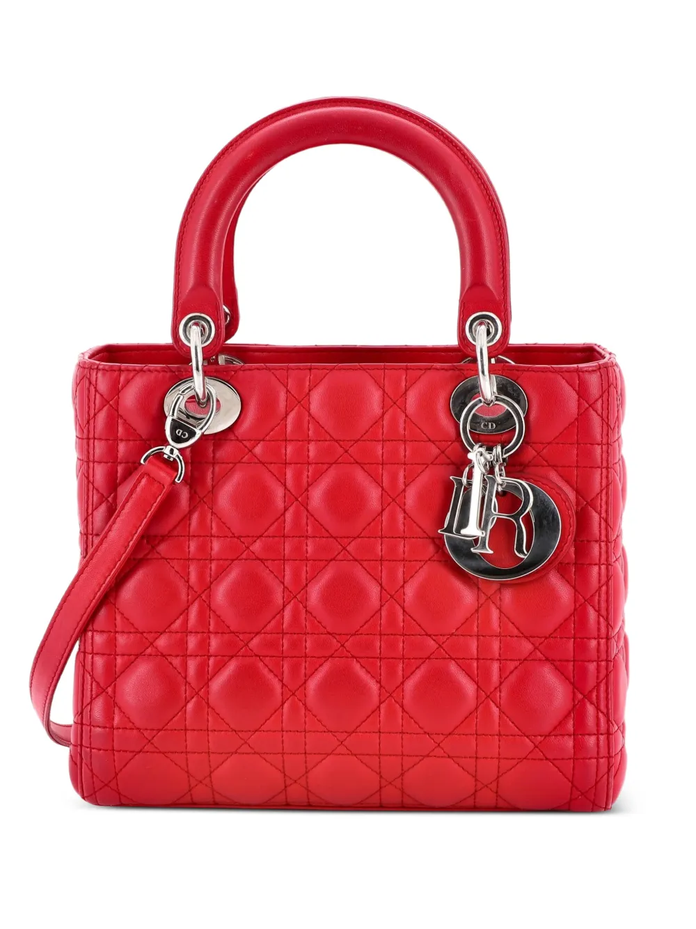 Christian Dior Pre-Owned Lady Dior Bag Cannage Quilt Lambskin Medium satchel - Rosa