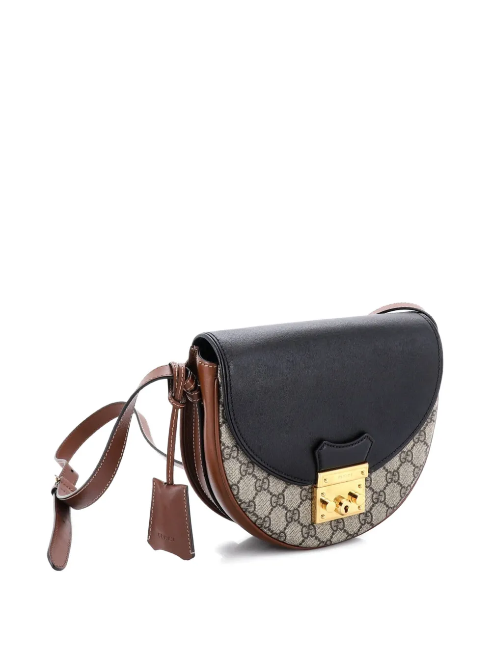 Padlock Saddle Shoulder Bag Gg Coated Canvas And Leather Small Crossbody Bag