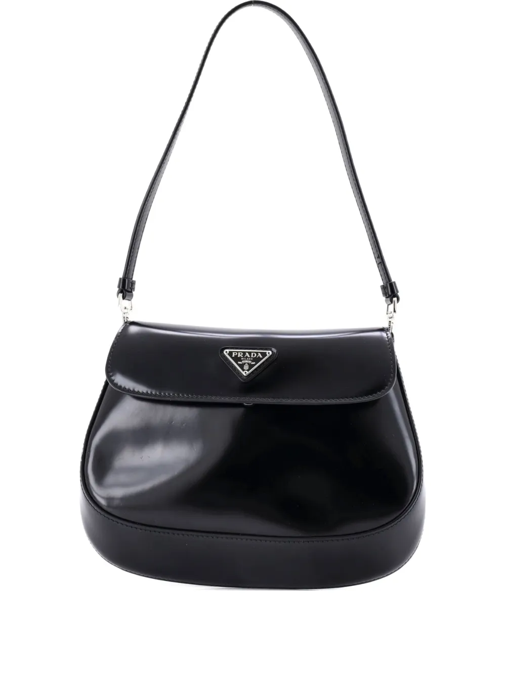 Prada Pre-Owned Cleo Flap Shoulder Bag Spazzolato Leather Small hobo bag - Nero