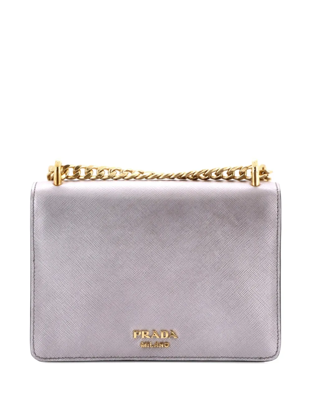 Prada Pre-Owned Envelope Flap Chain Shoulder bag Saffiano Leather Small crossbody bag - Argento
