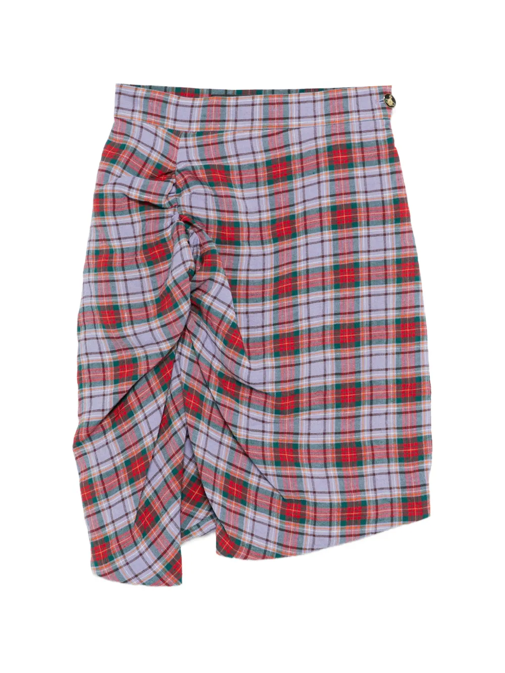 Vivienne Westwood mini Side Panther ruffled tartan skirt - Viola