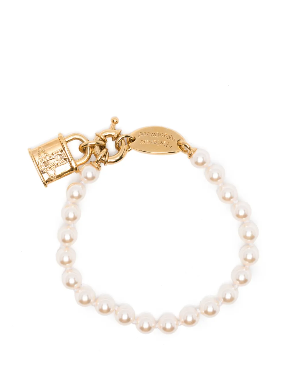 Vivienne Westwood small Celestia padlock-pendant bracelet - Oro