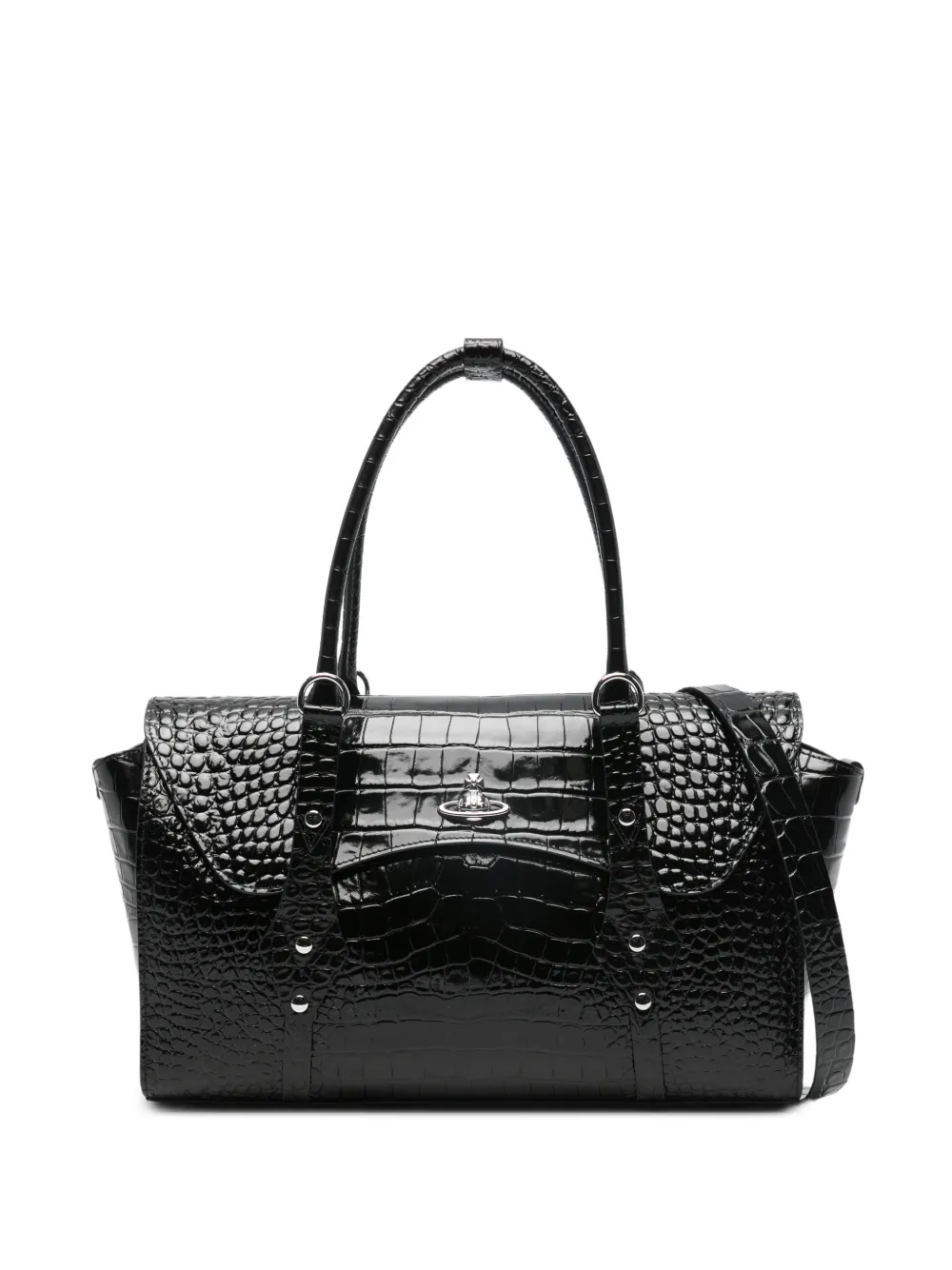 Vivienne Westwood croc-effect orb tote bag - Nero