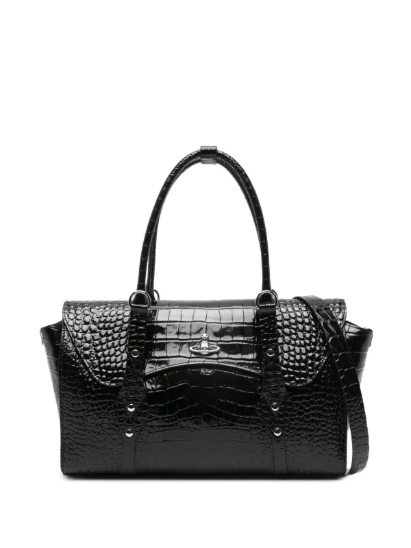 Vivienne Westwood croc-effect Orb Tote Bag | Black | FARFETCH ID