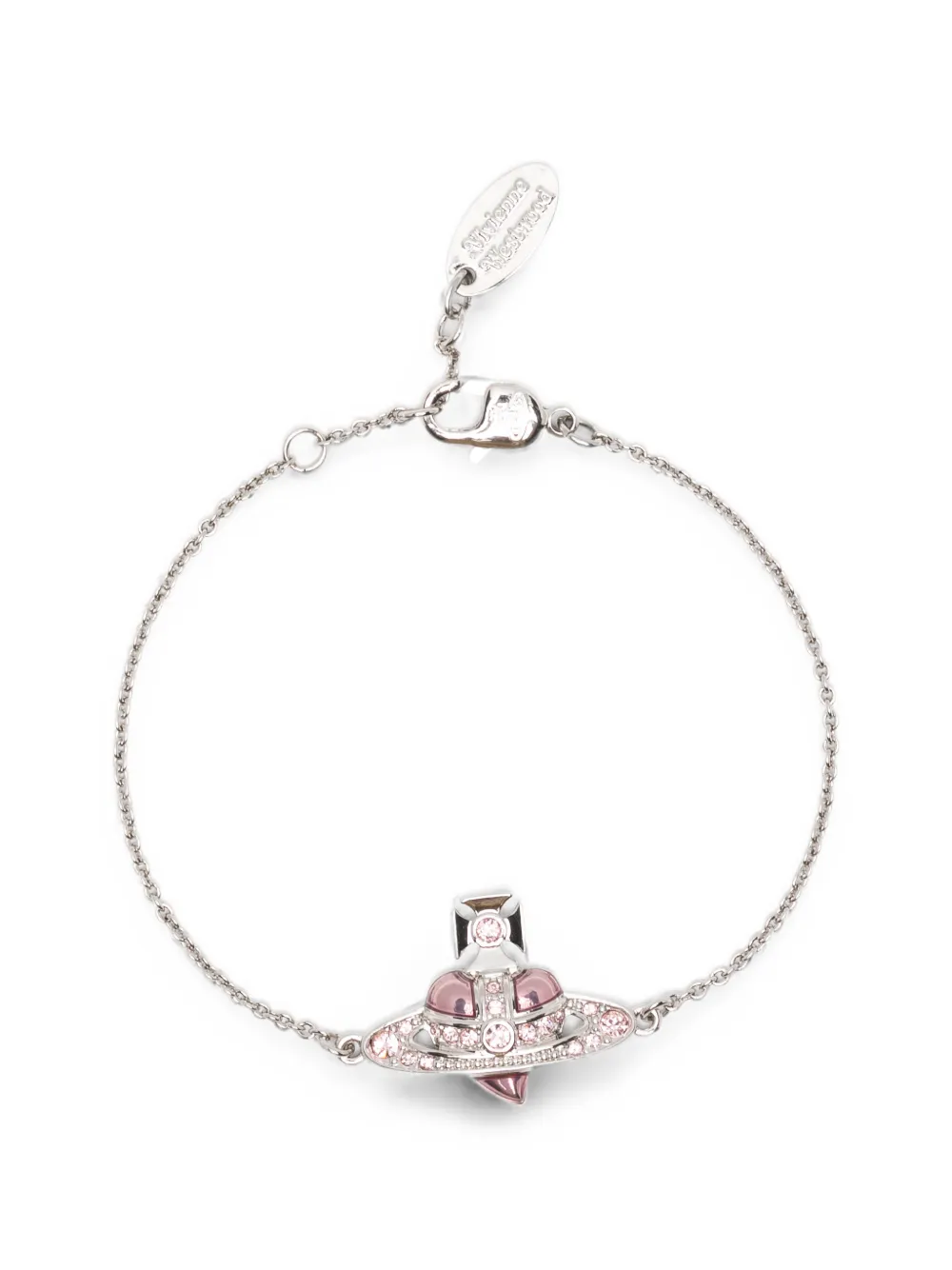 Vivienne Westwood New Diamante Heart Orb-plaque bracelet - Argento
