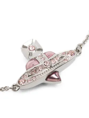 Vivienne Westwood New Diamante Heart Orb-plaque Bracelet | Silver